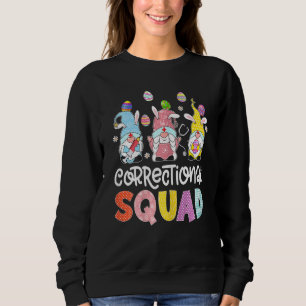 Womens Correctional Squad Bunny Gnome Eggs Hunting Sweatshirt