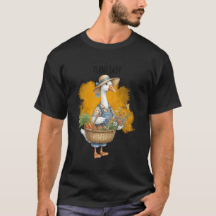 Women's Cottagecore Goose Plant Lady Gardening Gar T-Shirt