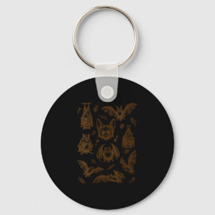 Women's cottagecore vintage woodcut bats _ cute key ring