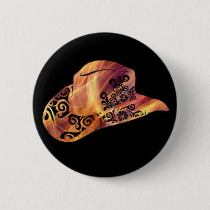 Womens Cowgirl Cowboy Hat Magical Colour Light Art 6 Cm Round Badge