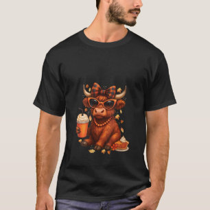 Womens Cozy Season Fall Highland cow Bow Girls Aut T-Shirt
