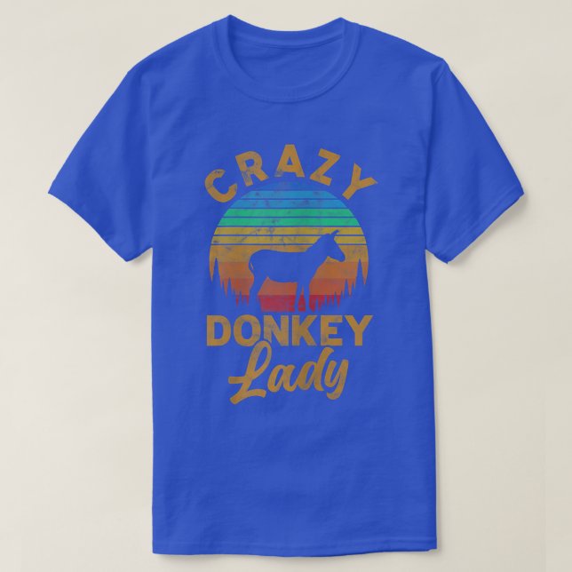 Womens Crazy Donkey Lady Donkey Owner Farmer Retro T-Shirt (Design Front)