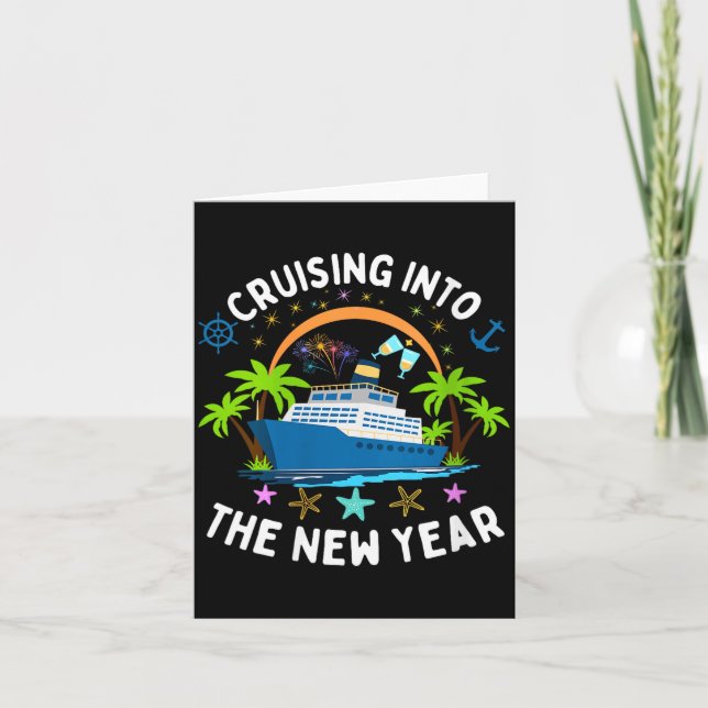 Womens Cruising Into New Year 2026 Family Matching Card (Front)
