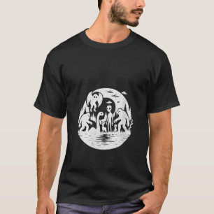 Womens Cryptid Creatures Bigfoot Mothman Loch Ness T-Shirt