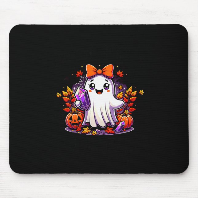 Womens Crystals Halloween Ghost Trendy Soky Bats N Mouse Pad (Front)