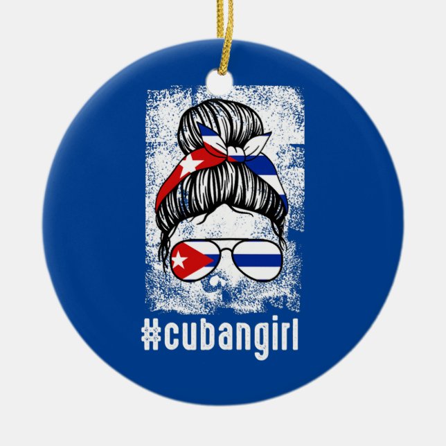 Womens cuban girl Cuban Cuba girl  Ceramic Ornament (Front)