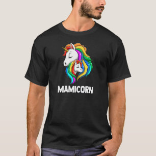 Womens Cuddling Unicorn Heads  Mamicorn Mum Daught T-Shirt