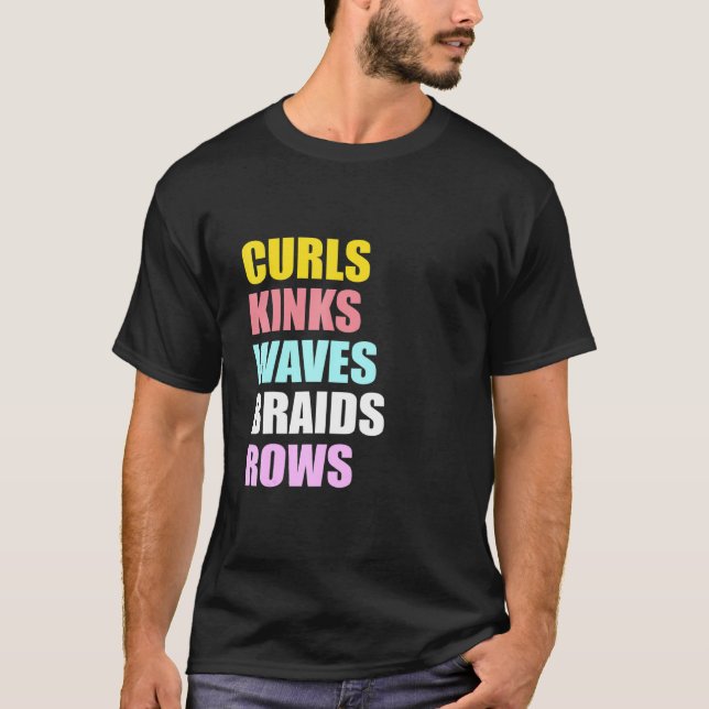 Womens Curls Kinks Waves Braids Rows Graphic T-Shirt (Front)