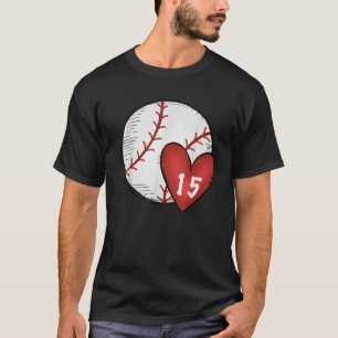 Womens Custom Baseball Mum Number 15 Heart for Mum T-Shirt