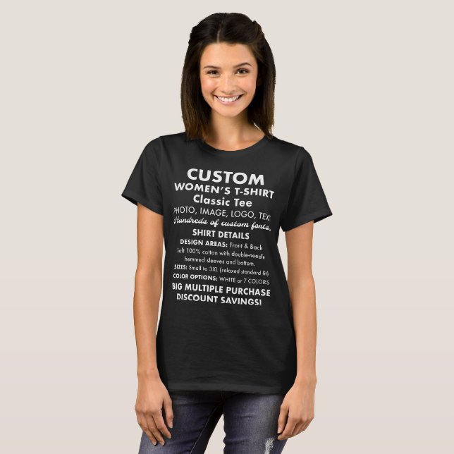 Women's Custom Personalised Classic Black T-Shirt (Front Full)