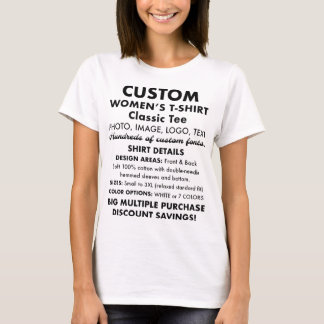 Women's Custom Personalised Classic White T-Shirt