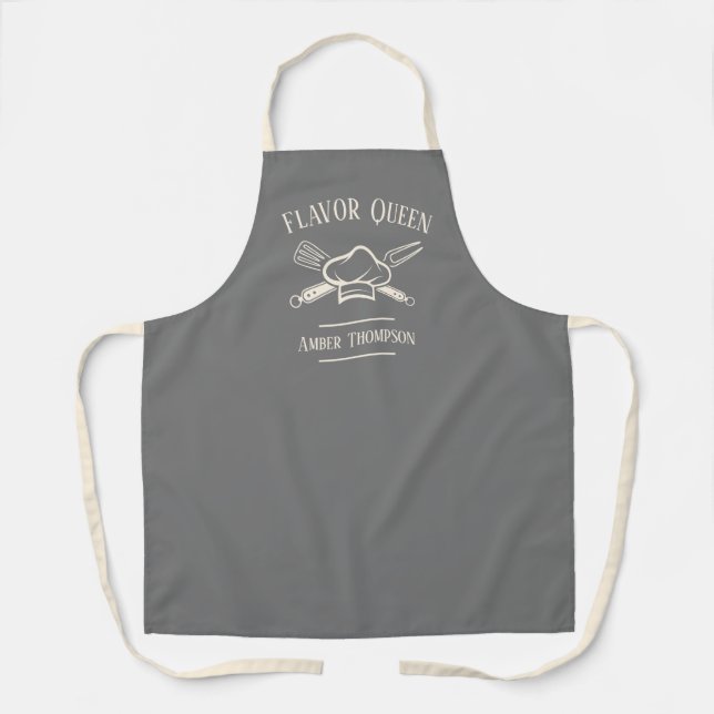 Women's Custom Text & Name Chef Cooking BBQ Apron (Front)