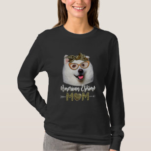 Womens Cute American Eskimo Mum Leopard Dog Mum T-Shirt