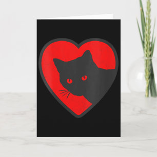Womens Cute &amp; Funny Black Cat Valentines Heart Card