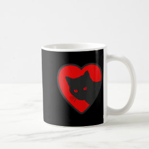 Womens Cute & Funny Black Cat Valentines Heart Coffee Mug