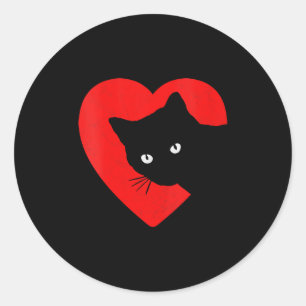 Womens Cute & Funny Cat Valentines Heart Graph Classic Round Sticker