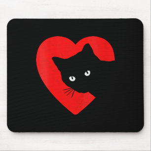 Womens Cute & Funny Cat Valentines Heart Graph Mouse Pad