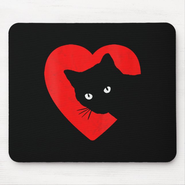 Womens Cute &amp; Funny Cat Valentines Heart Graph Mouse Pad (Front)