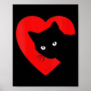 Womens Cute & Funny Cat Valentines Heart Graph Poster