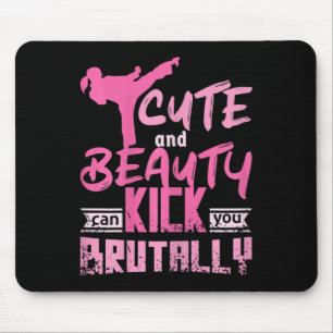 Womens Cute And Beauty Karate Kickboxing Girl Mouse Pad
