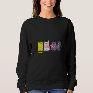 Womens Cute Animal Cat  Non Binary Pride Agender N Sweatshirt