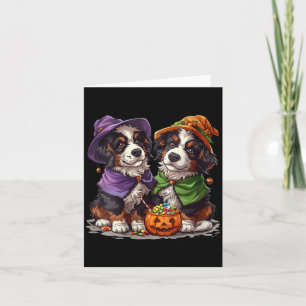 Womens Cute Bernese Mountain Dogs Witch Pumpkin Card