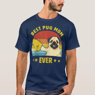 Womens Cute Best Pug Mum Ever Proud Vintage Puppy  T-Shirt