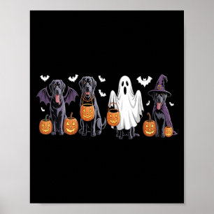 Womens Cute Black Labrador Dog Halloween Pumpkin Poster
