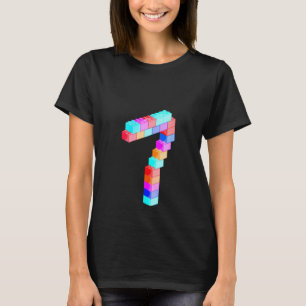 Womens Cute Block Building 7th Birthday 7 Years O T-Shirt