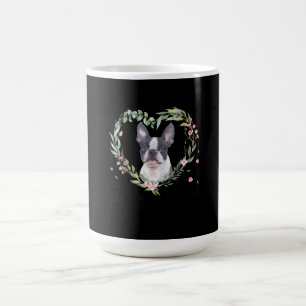 Womens Cute Boston Terrier Mum Flower Dog Lover Coffee Mug