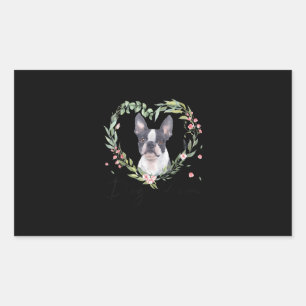 Womens Cute Boston Terrier Mum Flower Dog Lover Rectangular Sticker