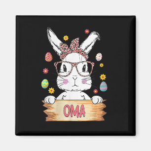 Womens Cute Bunny Face Leopard Print Gles Oma East Magnet