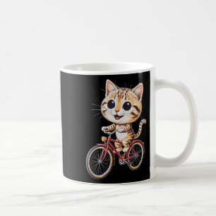 Womens Cute Cat Riding Bicycle Kawaii Cartoon Coffee Mug