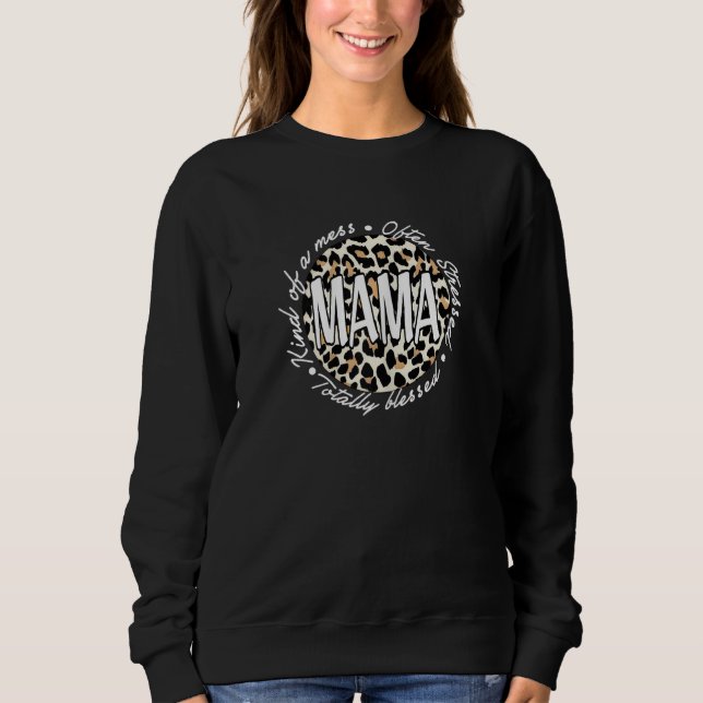 Womens Cute Cheetah Print Mom Apparel  Stylish Wom Sweatshirt (Front)