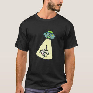 Womens Cute Cow Flying Saucer Farm Animals Cow T-Shirt