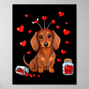 Womens Cute Dachshund Valentines Day Heart Love Do Poster