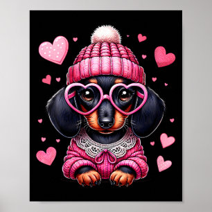 Women's Cute Dachshund Valentines Heart Dog Lover Poster