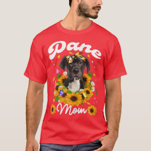 Womens Cute Dane Dog Mum Sunflower Mothers Day T-Shirt