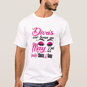 Womens Cute Divas Are Born On May 22Nd Gemini Birt T-Shirt