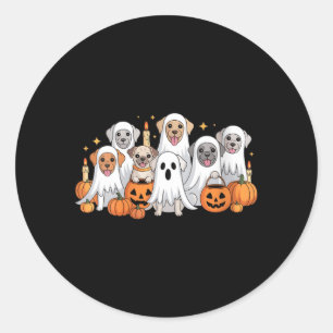 Womens Cute Dog Dressed As Ghost Funny Dog Classic Round Sticker