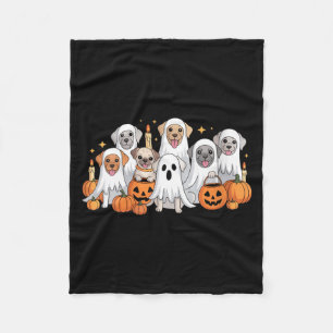 Womens Cute Dog Dressed As Ghost Funny Dog Fleece Blanket