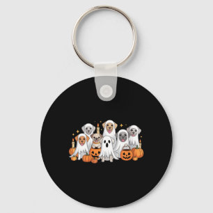 Womens Cute Dog Dressed As Ghost Funny Dog Key Ring