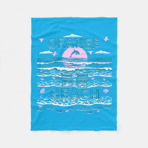 Womens Cute Dolphin Lover Family Orange Beach Al Fleece Blanket