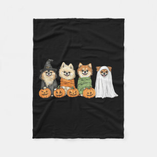 Womens Cute Fall Pomeranian Dog Owner Halloween Fleece Blanket