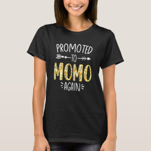Womens Cute Floral Promoted To Be Momo Again Mothe T-Shirt