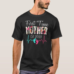 Womens Cute Flower First Time Mother Birthday Moth T-Shirt