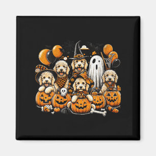 Womens Cute Ghost And Witch Goldendoodle Halloween Magnet