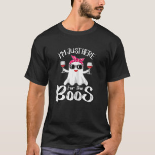 Womens Cute Ghost Wine Halloween i'm just here for T-Shirt