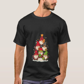 Womens Cute Gnomes Christmas Tree Funny Gnome Xmas T-Shirt