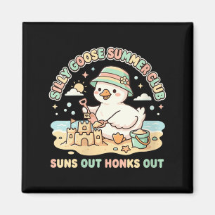Womens Cute Goose Summer Beach Sandcastle Suns Out Magnet